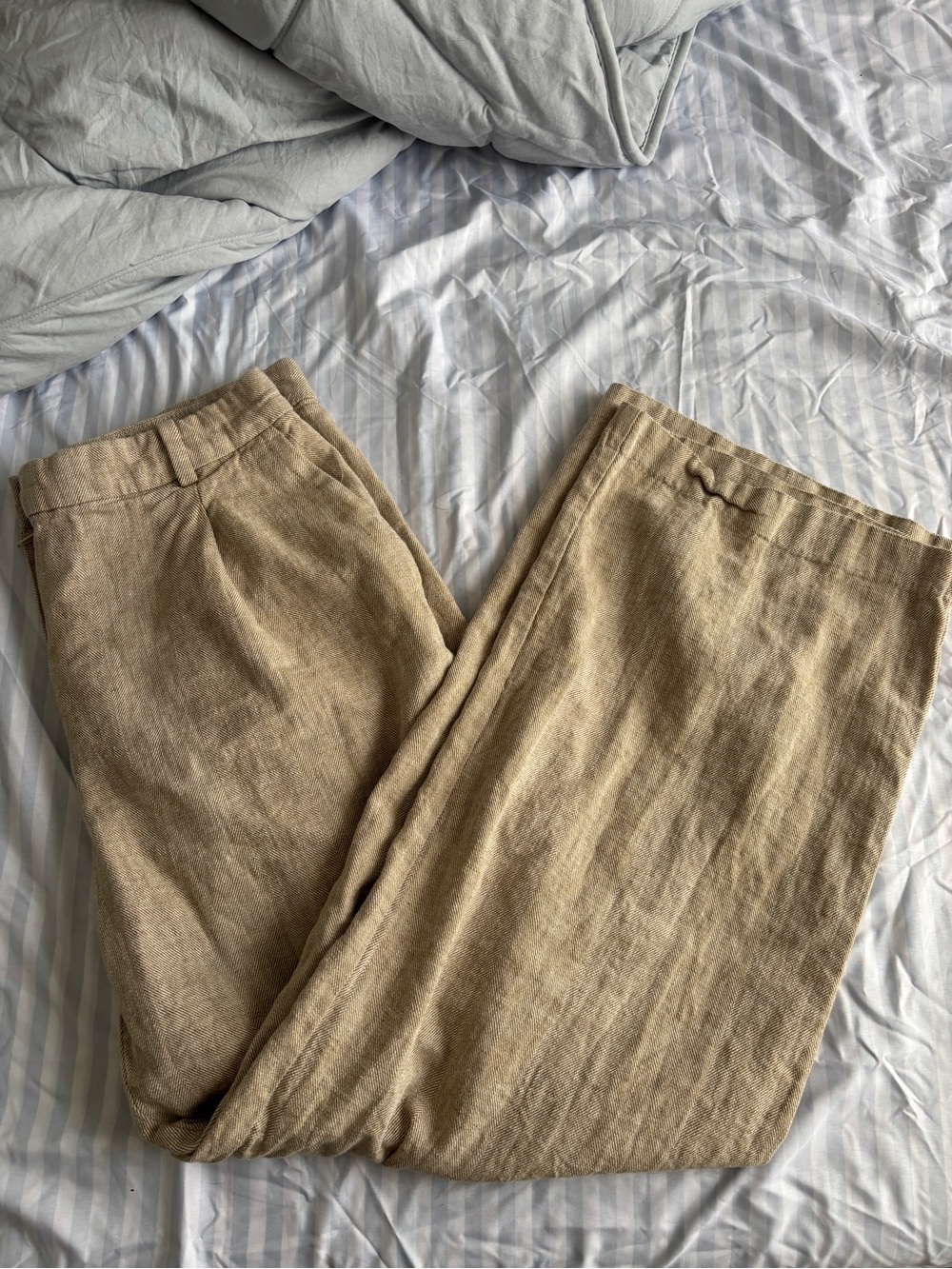 Women’s Casual Linen wide leg Trousers in Beige